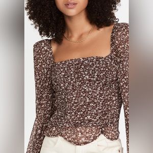 ASTR the Label Tonina Top in Brown Ivory Ditsy - S